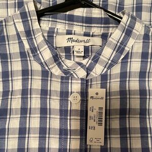 Madewell Blue and White Plaid Button Down Shirt